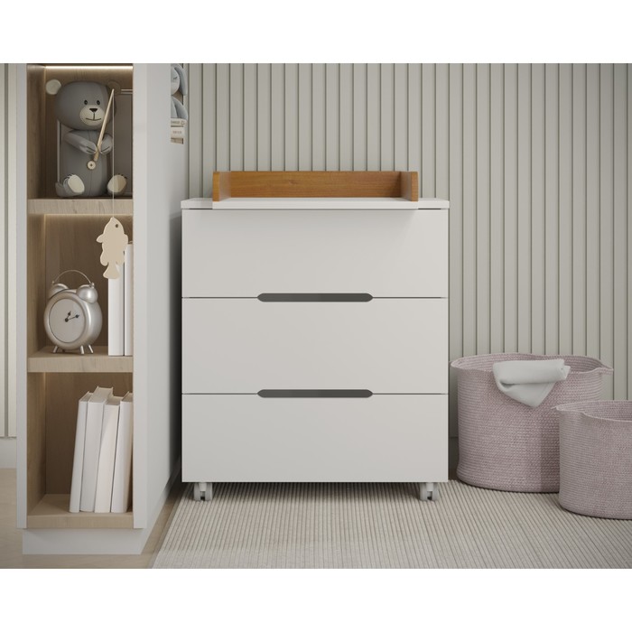 Комод пеленальный детский ИНКАНТО Anniken ЕCCO 800/3, 83х45х97 см., 3 ящика, цвет белый/бук - Фото 1