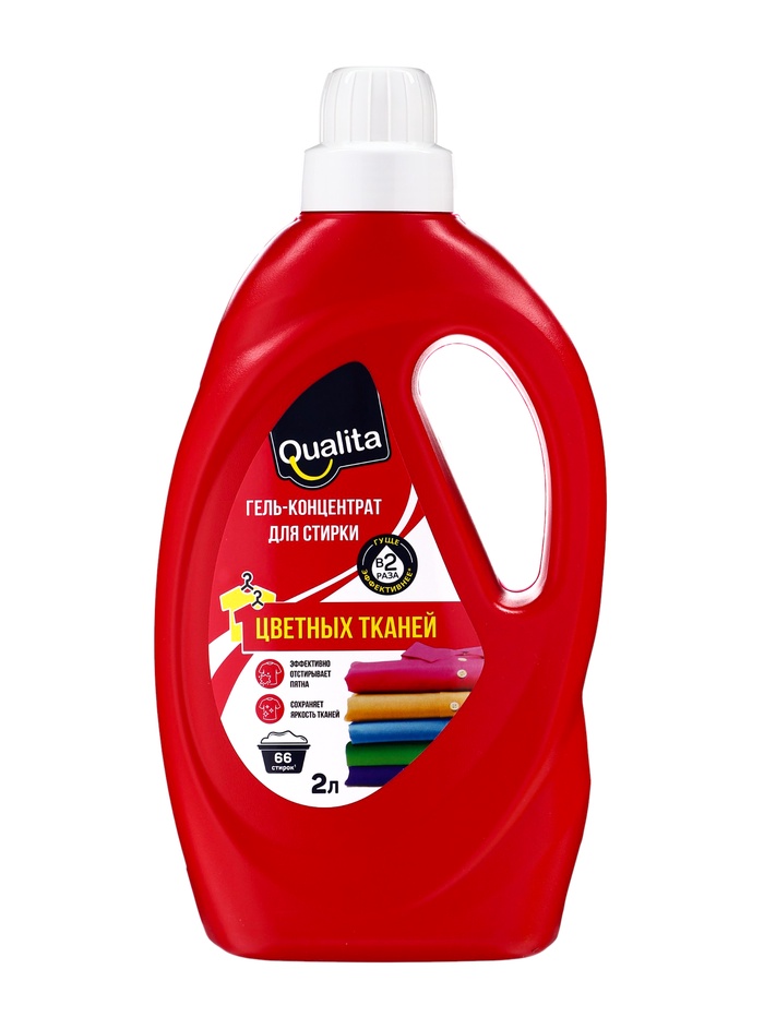Гель-концентрат для стирки QUALITA, для цветного белья, 2 л - Фото 1