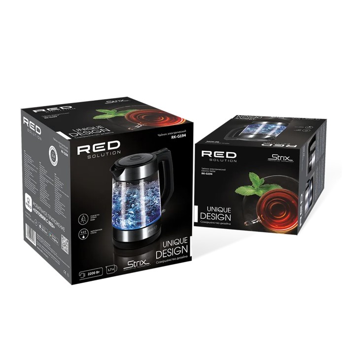 Чайник электрический RED Solution RK-G194, стекло, 1. 7 л, 2200 Вт, серебристый - фото 51547617 Чайник электрический RED Solution RK-G194, стекло, 1. 7 л, 2200 Вт, серебристый - фото 51547617
