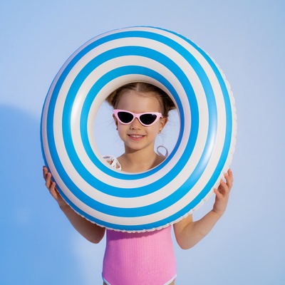 Круг для плавания 60 см, цвет белый/голубой