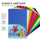 Бумага цветная самоклеящаяся, с блёстками, А4, 10 листов, 10 цветов, мелованная, односторонняя, в пакете, 80 г/м², Человек-паук - фото 300537081