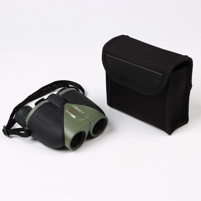 Бинокль «Турист», 10×25, с чехлом, чёрный, зелёный - Фото 1