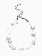 Браслет жемчуг «На леске», 3 нити, бусины №4, 6, 8, цвет белый в серебре, 16 см - Фото 1