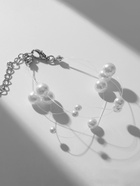 Браслет жемчуг «На леске», 3 нити, бусины №4, 6, 8, цвет белый в серебре, 16 см 10203593