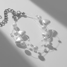Браслет жемчуг «На леске» сердце, бусины №4, 6, цвет белый в серебре, 16 см - Фото 3