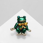 Брошь «Лягушонок» с бантом, цвет зелёный в золоте - фото 9632457