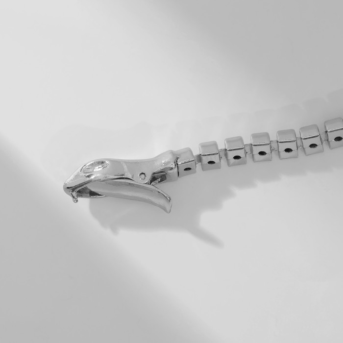 Колье металл "Змея" застёжка-прищепка, цвет серебро, 48 см