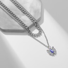 Кулон «Цепь» оберег, бабочка, цвет сине-белый в серебре, 40 см - фото 9632546