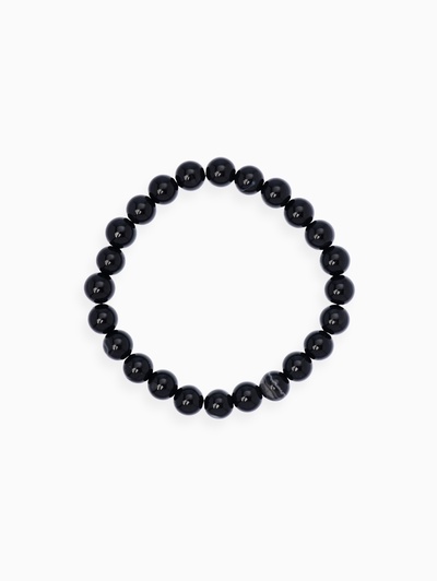 Браслет из бусин «Агат», d=5.5 см, шар №8, чёрный