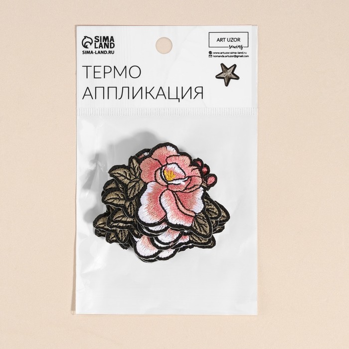 Термоаппликация «Цветок», 4 × 6 см, цвет розовый