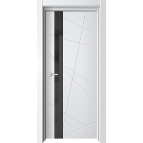 Дверное полотно «Торонто 1», 600 × 2000 мм, глухое, цвет белый / лакобель чёрная