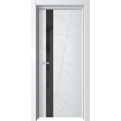 Дверное полотно «Торонто 1», 600 × 2000 мм, глухое, цвет белый / лакобель чёрная