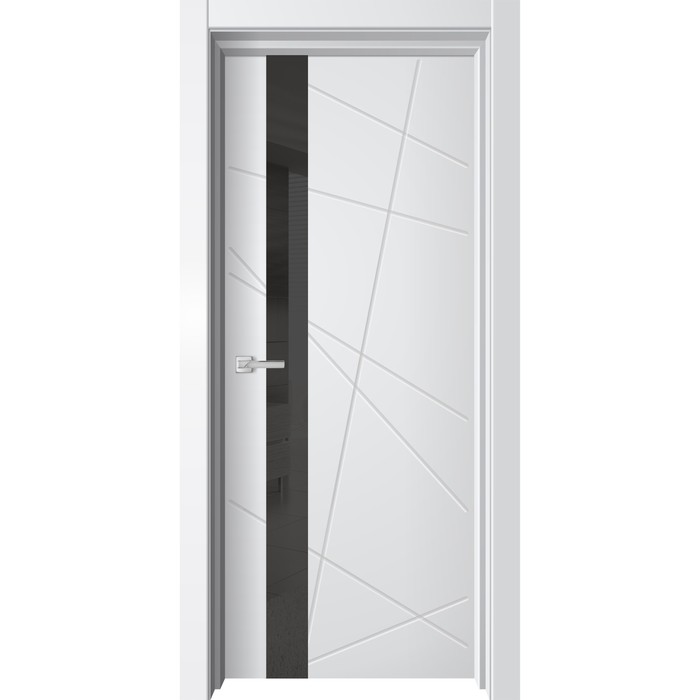 Дверное полотно «Торонто 1», 600 × 2000 мм, глухое, цвет белый / лакобель чёрная - Фото 1