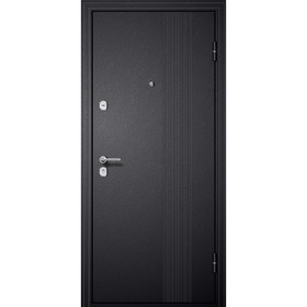 Входная дверь «М2», 860×2050 мм, правая, стекло чёрное, цвет чёрный шёлк / белый