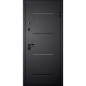 Входная дверь «М4», 860×2050 мм, правая, зеркало, цвет чёрный шёлк / белый ясень