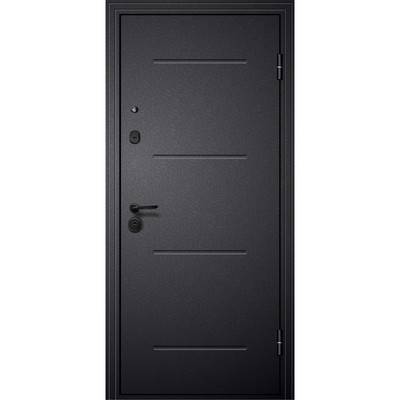 Входная дверь «М4», 960×2050 мм, левая, зеркало, цвет чёрный шёлк / белый ясень