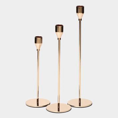 Подсвечники металлических Magistro «Классика», набор 3 шт., 22.5/27/32.5×8 см, золотистые