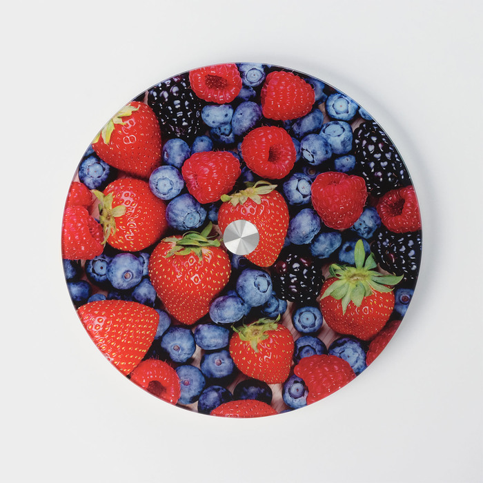 Подставка стеклянная вращающаяся, d=28 см, рисунок ягоды