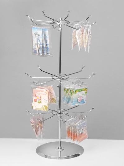 Вертушка, 3 яруса по 8 крючков, 27.5×27.5×55 см, цвет хром