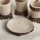 УЦЕНКА Набор для ванной «Вензеля», 4 предмета (мыльница, дозатор для мыла, 2 стакана) - Фото 2