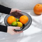 УЦЕНКА Ваза для фруктов круглая "Grid", цвет чёрный - фото 14880403