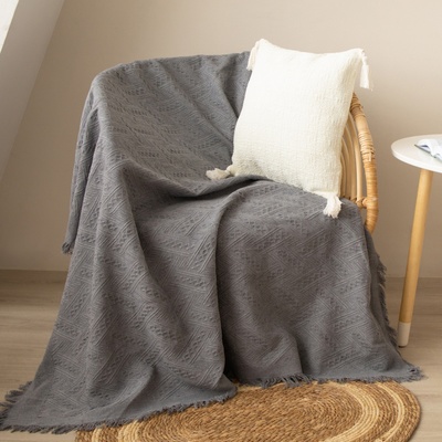 Плед с бахромой SL Home Warm, 130×180 см, тёмно-серый