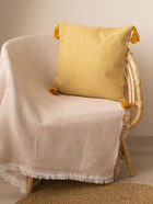 Плед с бахромой SL Home Waffle 130×180 см, бежевый - Фото 4