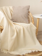 Плед с бахромой SL Home Honey waffle, 130×180 см, бежевый - Фото 4
