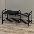 Этажерка для обуви с сиденьем «Люкс», 79×33×36 см, 2 полки, чёрная - Фото 2