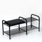 Этажерка для обуви с сиденьем «Люкс», 79×33×36 см, 2 полки, чёрная - Фото 3