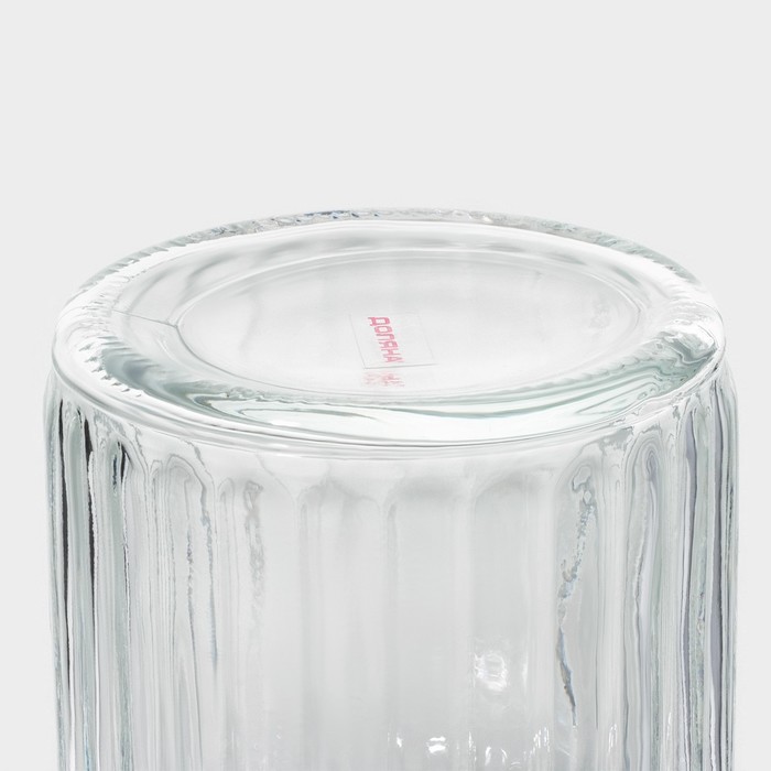 Банка стеклянная для сыпучих продуктов с керамической крышкой Доляна «Клубника», 250 мл, 8×13 см