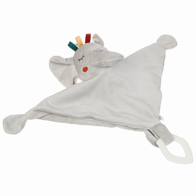 Комфортер - игрушка для сна новорожденных Крошка Я «Слоник Эли», погремушка, прорезыватель, серый