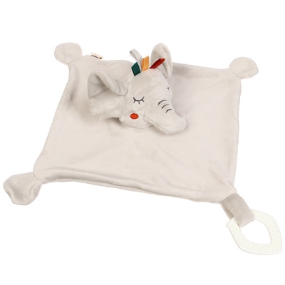 Комфортер - игрушка для сна новорожденных Крошка Я «Слоник Эли», погремушка, прорезыватель, серый