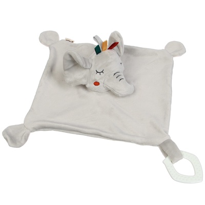 Комфортер - игрушка для сна новорожденных Крошка Я «Слоник Эли», погремушка, прорезыватель, серый