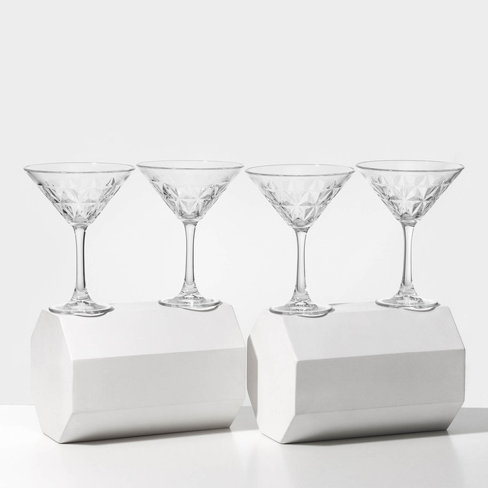 Бокалы для мартини Paşabahçe ESTRELLA, 210 мл, набор 4 шт., стекло, прозрачные - Фото 1