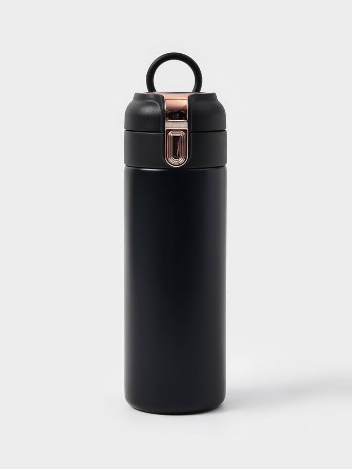 Термокружка Мастер К Simple, 420 мл, с термометром, сохраняет тепло до 8 ч, нержавеющая сталь, чёрная - Фото 1