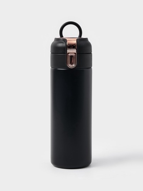 Термокружка Мастер К Simple, 420 мл, с термометром, сохраняет тепло до 8 ч, нержавеющая сталь, чёрная