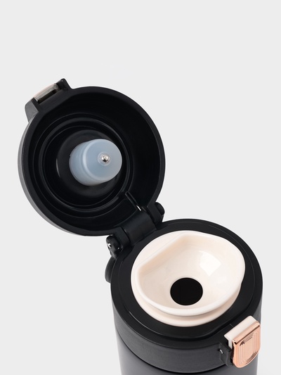 Термокружка Мастер К Simple, 420 мл, с термометром, сохраняет тепло до 8 ч, нержавеющая сталь, чёрная