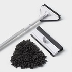 Щётка для окон, телескопическая ручка 47(80.5) см, поролон, две насадки из микрофибры с держателем 11.5×6.5 см - Фото 10