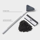 Щётка для окон, телескопическая ручка 47(80.5) см, поролон, две насадки из микрофибры с держателем 11.5×6.5 см - Фото 3