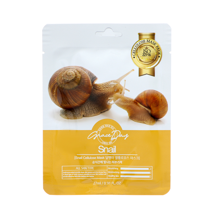 Маска тканевая для лица Grace Day с муцином улитки, 27 мл - Фото 1