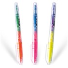 Набор маркеров-текстовыделителей 6 цветов, 2/3 мм, Crown "Multi Hi-Lighter Twin", 3 штуки, двухсторонние, блистер - фото 9904706