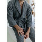 Халат махровый мужской, размер 46, цвет серый - Фото 12