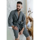 Халат махровый мужской, размер 52, цвет серый - Фото 9