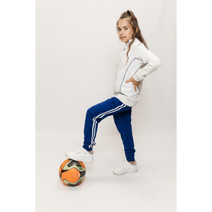 Костюм спортивный для девочек Isee, рост 146-152 см, цвет серый, синий
