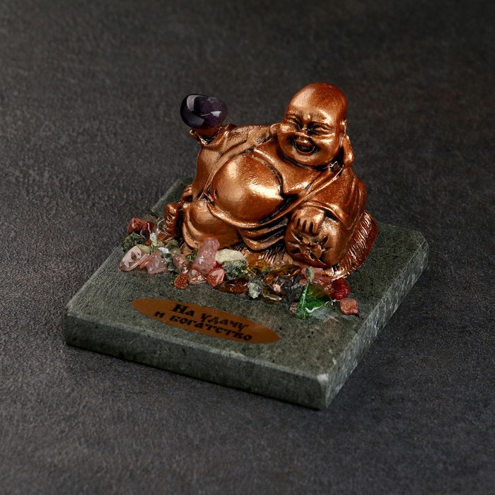 Сувенир "Будда", 5х5х5 см, змеевик, гипс, минералы - Фото 1