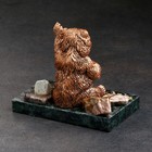 Сувенир "Приветливый медведь", 7х10х9 см, змеевик, гипс - фото 9634616