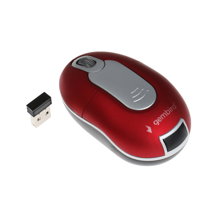 Мышь Gembird MUSW-605, беспроводная, оптическая, 1200 dpi, 2хAAA, USB, красная