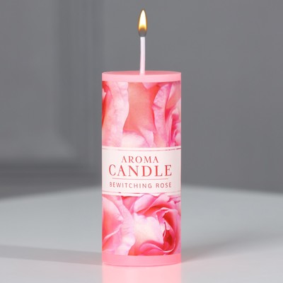 Ароматическая свеча столбик, роза, 3 x 7,5 см.