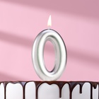Свеча в торт "Европейская", цифра "0", 6 см, серебро - фото 12274758